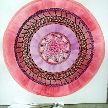 "Pink Chakra" filling up with Zentangle patterns