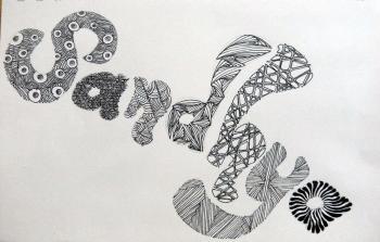 Improvised one of my favorite fonts with zentangle