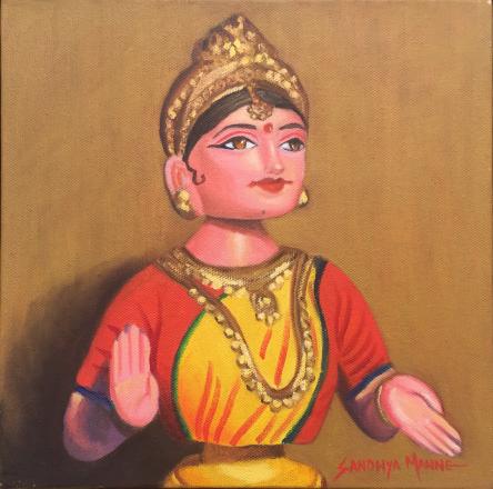 "DANCING GIRL"  Oils on Canvas, 10 X10 Inches ©SandhyaManne