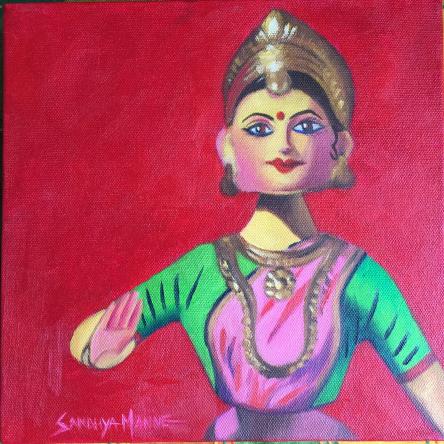 BHARATHANATYAM GIRL©SandhyaManne,Oils on Canvas  10 X10 Inches
