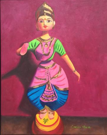 BHARATHANATYAM DANCER©SandhyaManne,Oils on Canvas  20 X16 Inches