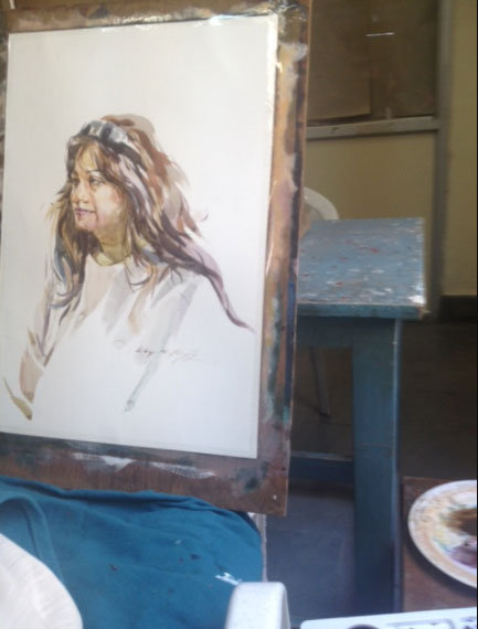 Supporting and encouraging Senior Artist Eby N Joseph did a portrait demo!