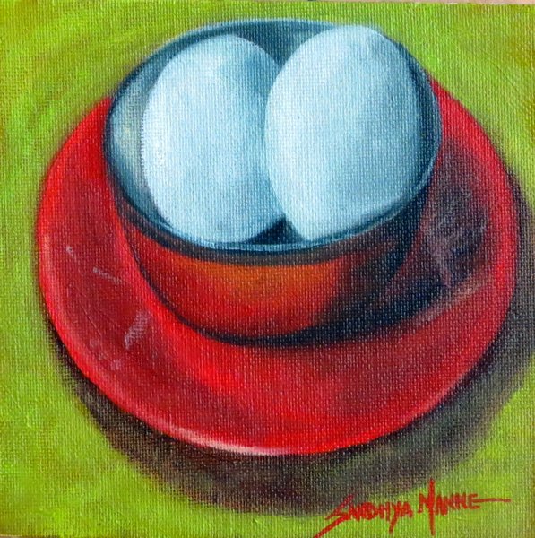 (4-AUG2016) "Nest"..6x6inches...Oils on Canvas Board ©Sandhya Manne