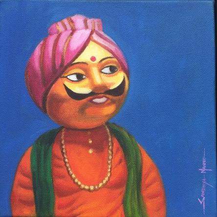 LAUGHING MAN  ©SandhyaManne,Oils on Canvas 8X8 Inches