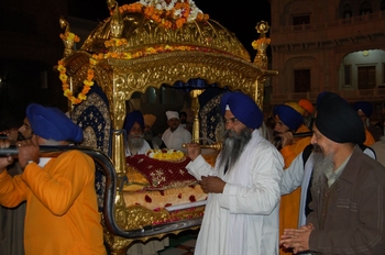 The Granth Sahib being carried in procession..