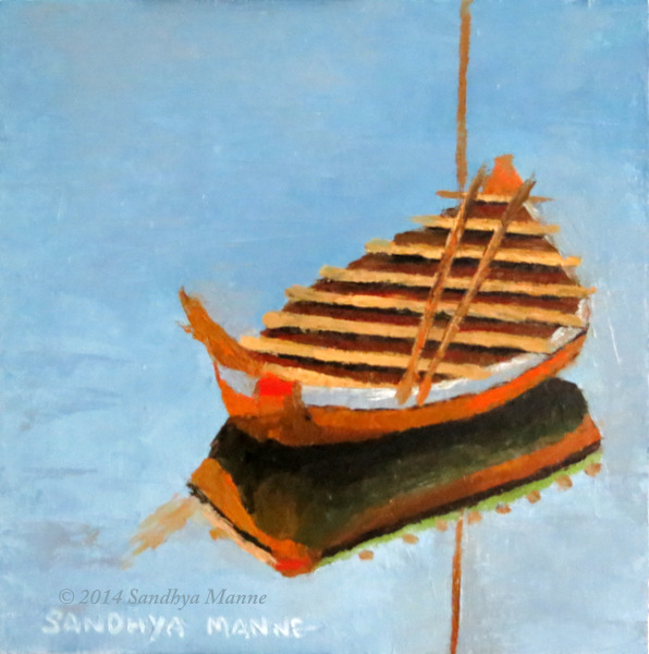 "Fishing Boat"  6x6 inches, Oils on Panel.....©sandhyamanne