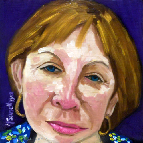 "Linda-Goldie" 4x4 inches Oils on Panel ©sandhyamanne
