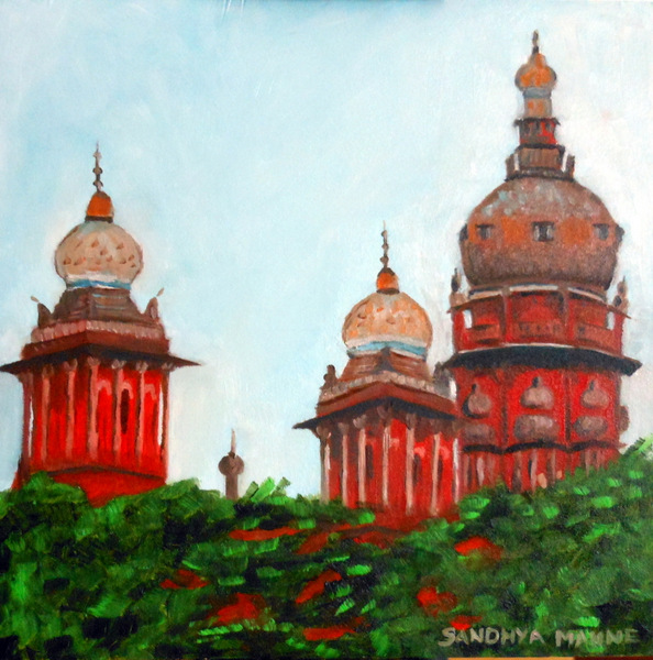 "Madras High Court" 6x6 inches...Oils on Panel ©sandhyamanne