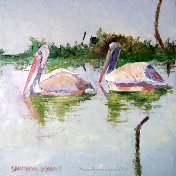 "Morning Stroll"  6x6 inches, Oils on Panel.....©sandhyamanne