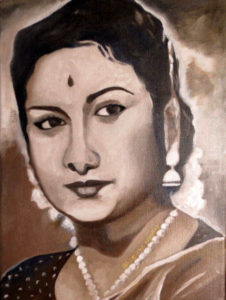 "Savitri Amma".11x9 inches, Oils on Canvas.....©sandhyamanne