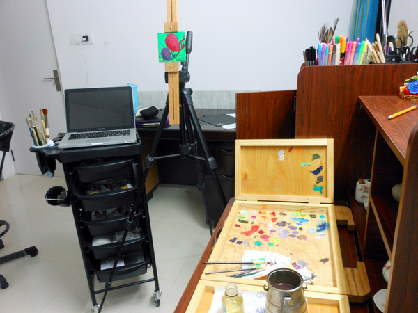 my easel and palette...