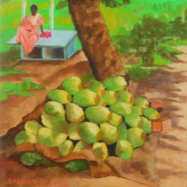 "Sweet Tender Coconuts"...6x6 inches, Oils on Panel.....©sandhyamanne