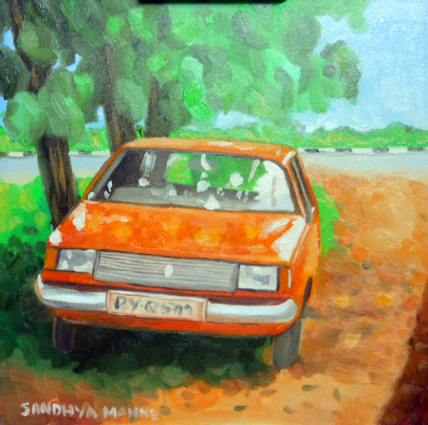 "The Orange Guy"...6x6 inches, Oils on Panel.....©sandhyamanne
