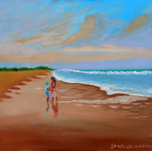 "The Wet Beach" 6x6 inches, Oils on Panel ©sandhyamanne